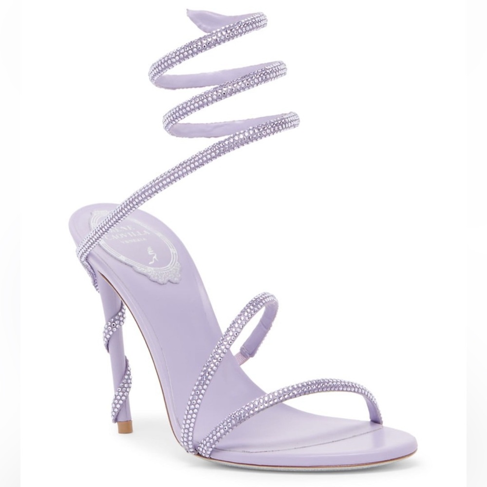 Rene Caovilla Margot Crystal-Embellished Satin Wrap Sandals
